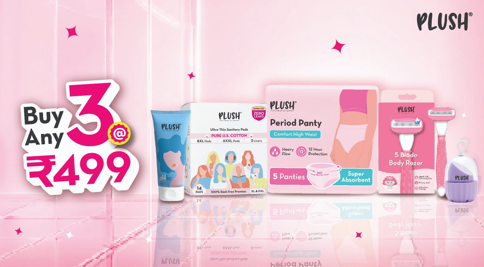 Plush Buy 3 at ₹499 Offer